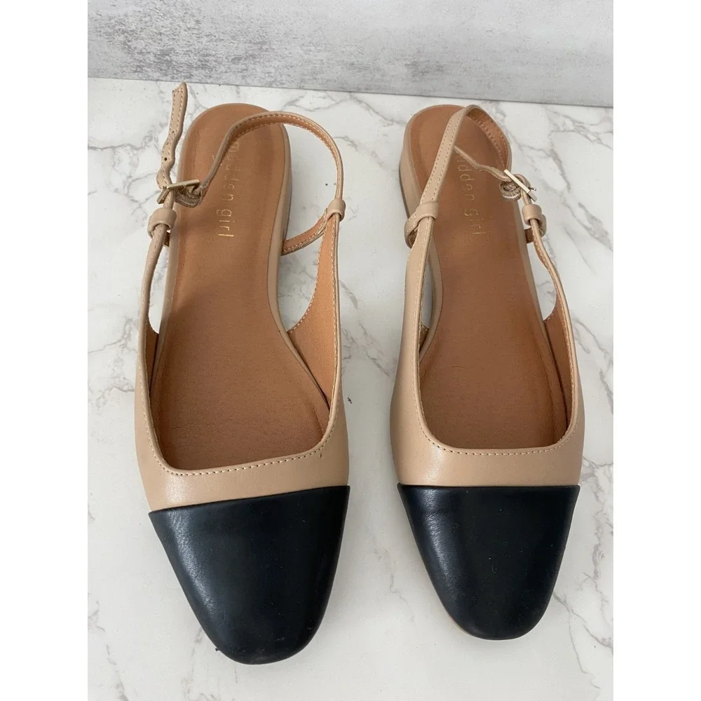Madden Girl Compel Slingback Shoes Sz 9M Cap Toe Low Heel Classic Preppy